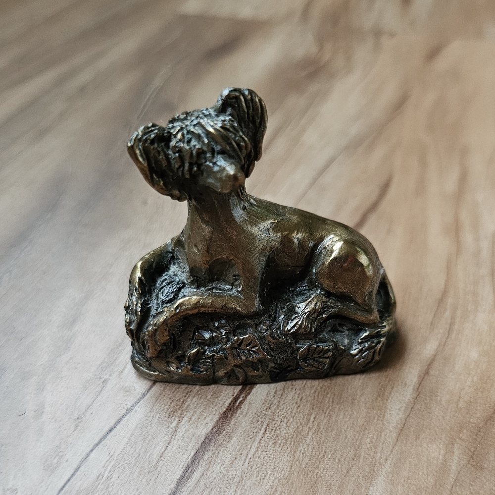 Bronze Colored Metal Chinese Crested Dog Figurine And Mug - Picture 2 of 9